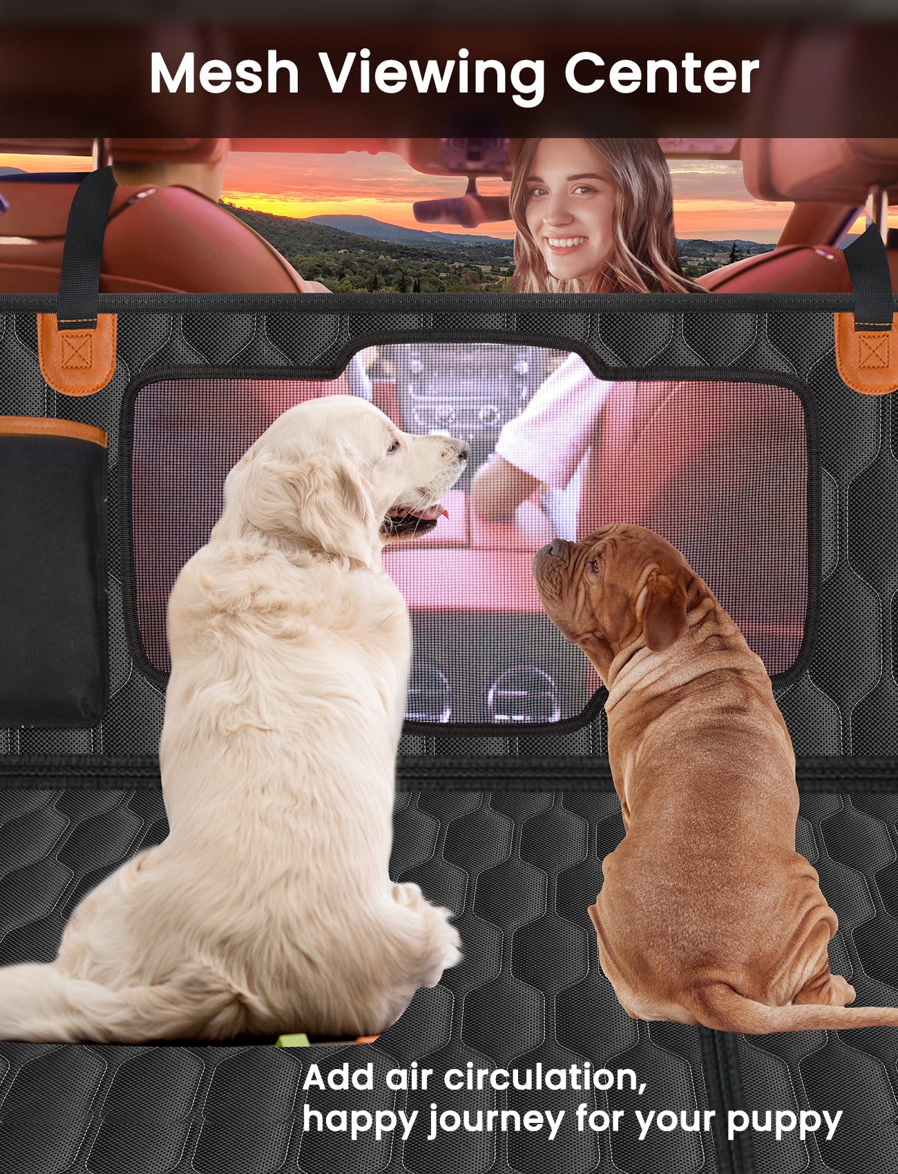 Dog Seat Cover for Cars with Mesh Window